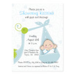 Baby Shower Invitation for Baby Boy with Stork Postcards