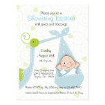 Baby Shower Invitation for Baby Boy with Stork Post Card
