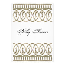 Baby Shower Invitation White Gold