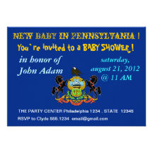 Baby Shower Invitation with Flag of Pennsylvania
