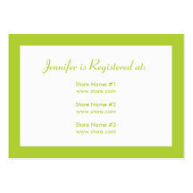 Baby Shower Registry Card with Date - Green Business Card Templates