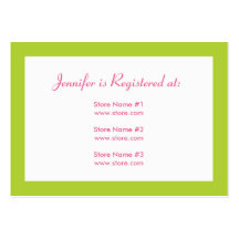Baby Shower Registry Card with Date - Pink/Green Business Card Template
