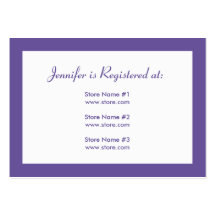 Baby Shower Registry Card with Date - Purple Business Cards