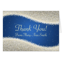 Baby Shower Thank you Dazzling Sparkles Blue Greeting Cards