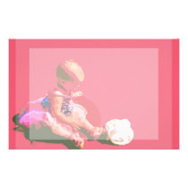 baby sitting and playing pink easter posterized co stationery