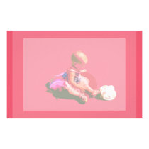 baby sitting and playing pink easter posterized co stationery