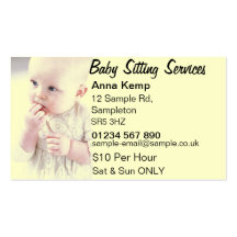 Baby Sitting Services Info Card Business Card Templates