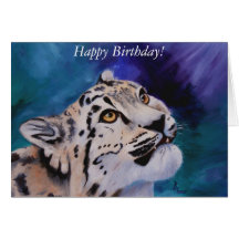 Baby Snow Leopard Birthday Card