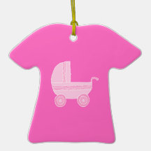 Baby Stroller. Light Pink and Bright Pink. Ornament