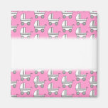 Baby Stroller Pattern on Pink. Fridge Magnets