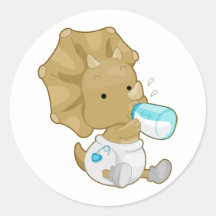 Baby Triceratops Round Stickers
