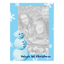 Baby's 1 Christmas Snowman Post Card