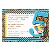 Baby's fifth birthday jungle safari custom invites