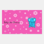 Baby's first christmas elephant pink snowflakes stickers