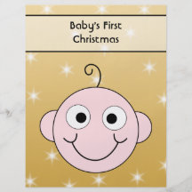 Baby's First Christmas. On Gold Colour background. Flyers