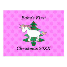 Baby's first christmas unicorn postcards