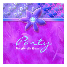 Bachelorette Party Feather Boa Lace Floral Violet Announcement