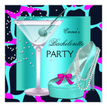 Bachelorette Party Wild Hot Pink Teal Aqua Announcement