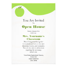 Back To School Open House Invitation - Green Apple