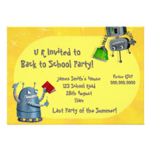 Back to School Robot Party Invitation