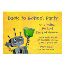 Back to School Robot Party Invitation