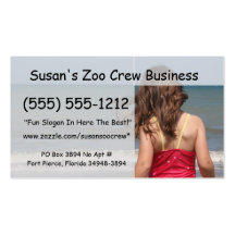 Back view of young girl at a Florida beach Business Card Template