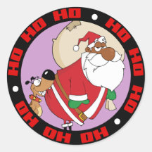 Bad Dog Bites Black Santa on the Butt Stickers