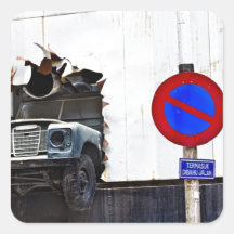 Bad parking through wall square stickers