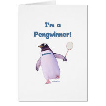 Badminton Penguin Greeting Card