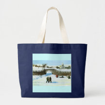 Bag With Children Playing On A Frozen Pond