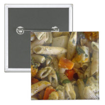 Baked pasta with vegetables pinback buttons