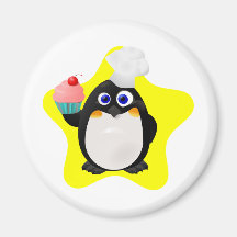 Baker Penguin with Cupcake Refrigerator Magnet