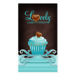 Bakery cupcake blue swirls chocolate brown business card