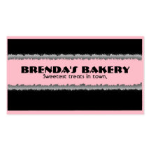 Bakery customisable pink grey black stylish cards business card template