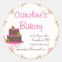 Baking and Bakery Boutique, Pink Polka Dot Round Stickers