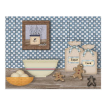 Baking Gingerbread Men Recipe Card Post Card