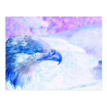 bald eagle blue purple facing right postcards