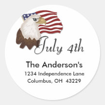 Bald Eagle & Flag July 4th Address Label/Stickers