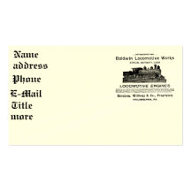 Baldwin Locomotive Works 1895 Business Cards
