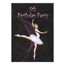Ballerina 5th Birthday party invitation