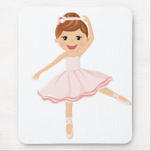 Ballerina Dancer with brown hair Mouse Pads