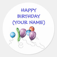 Balloons, HAPPY BIRTHDAY(YOUR NAME) Round Sticker