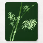 Bamboo Leaves and Branches Painted in Green Mouse Pad