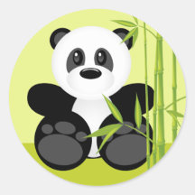 Bamboo Panda Bear Round Stickers