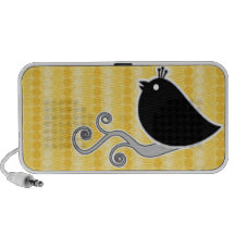 Banana Dots & Blackbird on a Funky Branch Laptop Speaker