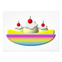 Banana Split with whipped cream and cherries Custom Invite