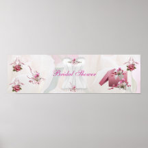 Banner Bridal Shower White Pink Corset Print