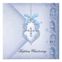 Baptism Blue Cross Boy damask christening Custom Invitations