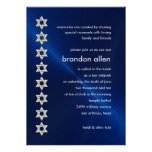Bar Mitzvah Navy Sheen Silver Stars of David Custom Invite
