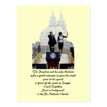 Barack and Michelle in Prague Postcard